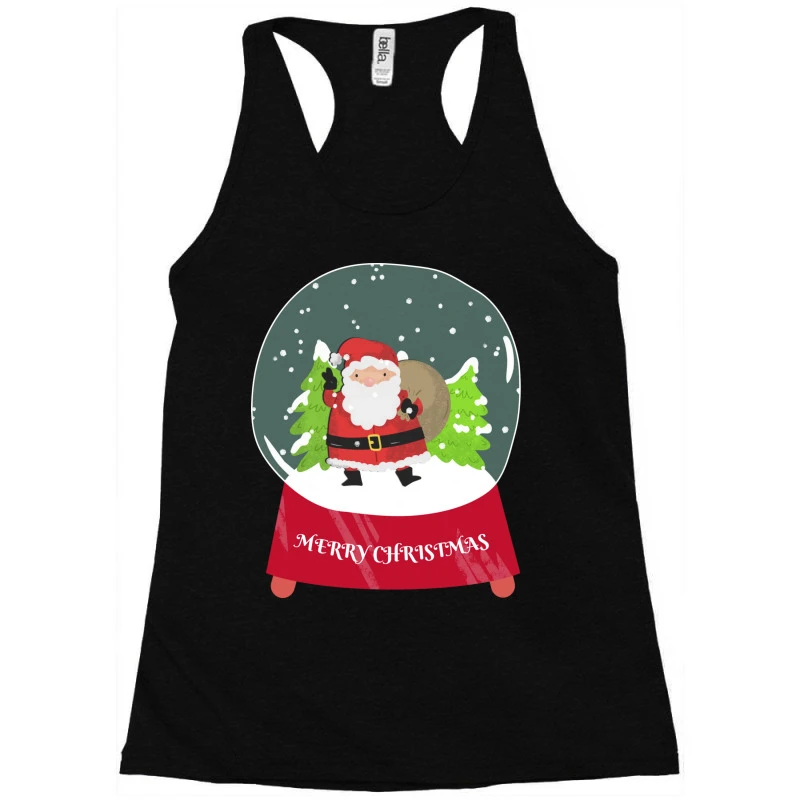 Snow Globe Santa Claus Christmas Tree Believe Xmas Racerback Tank 5 Snow Globe Santa Claus Christmas Tree Believe Xmas Racerback Tank - Image 3
