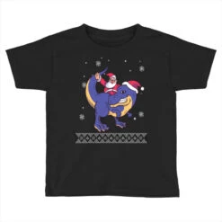 Santa Riding Dinosaur Ugly Christmas Xmas Matching Toddler T-shirt