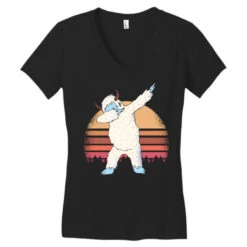 Retro Vintage Dabbing Yeti Snowman Funny Christmas Women's V-Neck T-Shirt -Deals T-Shirt Store pd.2527029635.72.25097666.s3.1 front black ffffff none x0y0 138 800x800 1