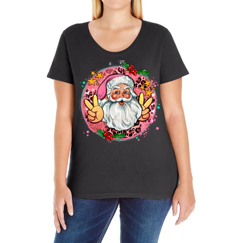 Merry Christmas Peace Santa Ladies Curvy T-Shirt 3 Merry Christmas Peace Santa Ladies Curvy T-Shirt