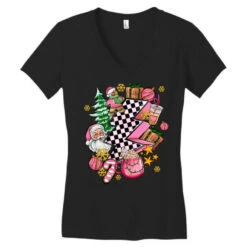 Pink Christmas Lightning Bolt Women's V-Neck T-Shirt -Deals T-Shirt Store pd.2527036990.72.25097044.s3.1 front black ffffff none x0y0 138 800x800 1