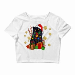 Black Cat Meowy Christmas Crop Top