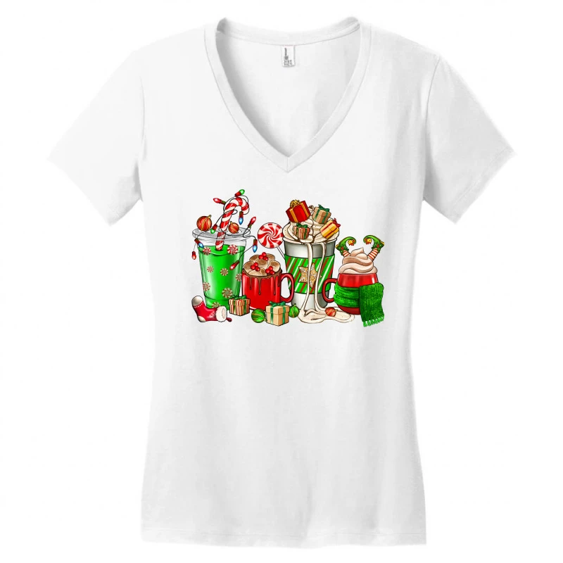 Christmas Coffee Cup Women's V-Neck T-Shirt 5 Christmas Coffee Cup Women's V-Neck T-Shirt - Image 3
