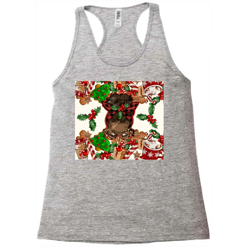 Afro Messy Bun Christmas Racerback Tank 5 Afro Messy Bun Christmas Racerback Tank - Image 3
