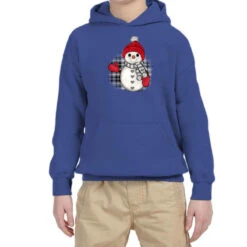 Grey Christmas Snowman Youth Hoodie