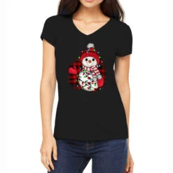 Christmas Snowman Lights Women's V-Neck T-Shirt