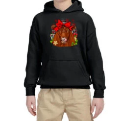 Christmas Red Angus Youth Hoodie