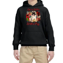 Christmas Life Is Better With A Pug Youth Hoodie