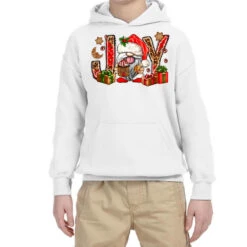 Joy With Christmas Gnome Youth Hoodie