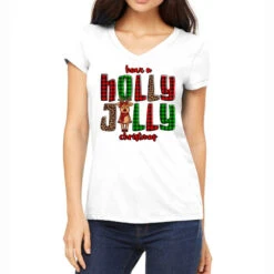 Have A Holly Jolly Christmas Reindeer Women's V-Neck T-Shirt