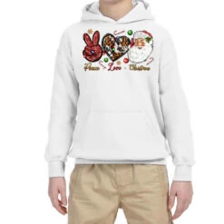 Peace Love Christmas Youth Hoodie