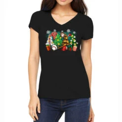 Christmas Trees With Baseball Women's V-Neck T-Shirt