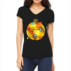 Christmas Softball Women's V-Neck T-Shirt