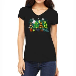 Christmas Trees With Tennis Women's V-Neck T-Shirt