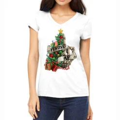 Festive Af Christmas Middle Finger Women's V-Neck T-Shirt