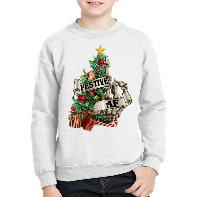 Festive Af Christmas Middle Finger Youth Sweatshirt 3 Festive Af Christmas Middle Finger Youth Sweatshirt