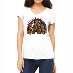 Army Christmas Rainbow Women's V-Neck T-Shirt