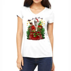 Santa Skeleton Christmas Women's V-Neck T-Shirt