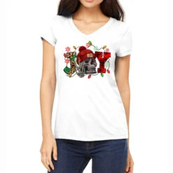 Christmas Joy Skeleton Women's V-Neck T-Shirt