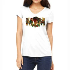 Afro Woman Christmas Mom Women's V-Neck T-Shirt