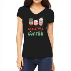 All I Want For Christmas Is More Coffee Retro Groo Women's V-Neck T-Shirt