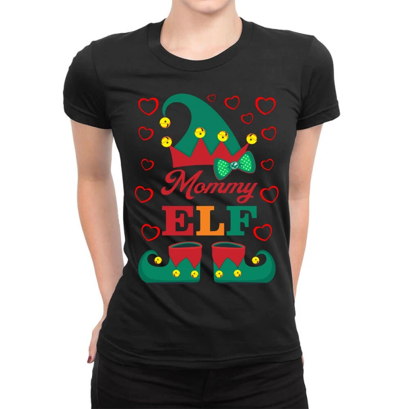 Elf Mommy Elf Christmas Ladies Fitted T-Shirt 3 Elf Mommy Elf Christmas Ladies Fitted T-Shirt