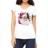 Pink Christmas Santa Claus Women's V-Neck T-Shirt