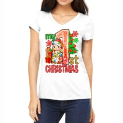 My First Christmas Rabbit Women's V-Neck T-Shirt