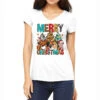 Merry Christmas Trees Farm Animals Women's V-Neck T-Shirt