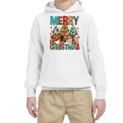 Merry Christmas Trees Farm Animals Youth Hoodie