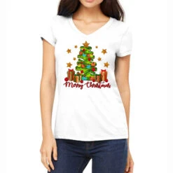 Merry Christmas Crocin' Tree Women's V-Neck T-Shirt
