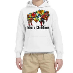 Merry Christmas Bison Youth Hoodie