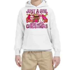 Just A Girl Who Loves Pink Christmas Youth Hoodie