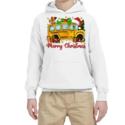 Merry Christmas School Bus Youth Hoodie
