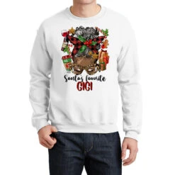 Afro Messy Bun Christmas Gigi Crewneck Sweatshirt