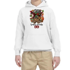 Afro Messy Bun Christmas Gigi Youth Hoodie