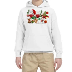 Christmas Wine Glasses Youth Hoodie