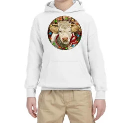 Charolais Heifer Christmas Youth Hoodie