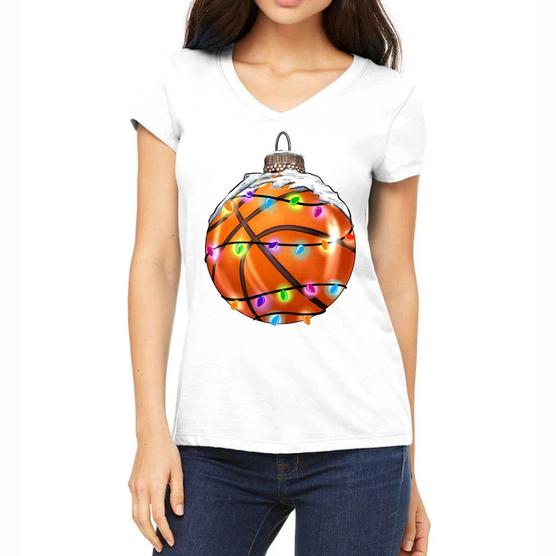 Christmas Basketball Women's V-Neck T-Shirt 3 Christmas Basketball Women's V-Neck T-Shirt