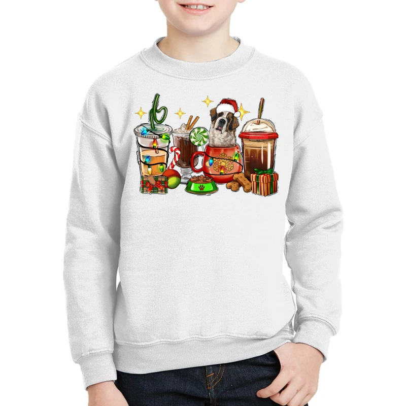 Christmas Coffee Cups With Saint Bernard Youth Sweatshirt 3 Christmas Coffee Cups With Saint Bernard Youth Sweatshirt