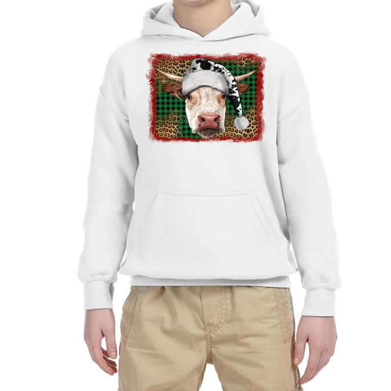Merry Christmas Hereford Cow With Background Youth Hoodie 3 Merry Christmas Hereford Cow With Background Youth Hoodie
