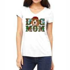 Christmas Beagle Dog Mom Women's V-Neck T-Shirt