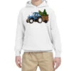 Blue Christmas Tractor Youth Hoodie