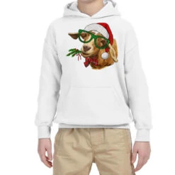 Christmas Glasses Goat Youth Hoodie