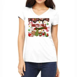 North Pole Hot Chocolate Christmas Women's V-Neck T-Shirt