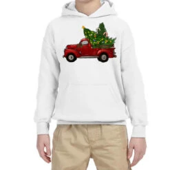 Christmas Trees With Truck Youth Hoodie