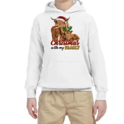 Cow And Calves Christmas With My Family Youth Hoodie