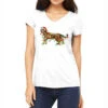 Christmas Bengal Cat Women's V-Neck T-Shirt