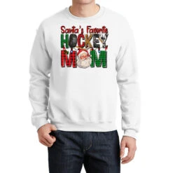 Santa's Favorite Hockey Mom Christmas Crewneck Sweatshirt