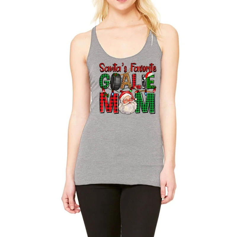 Santa's Favorite Hockey Goalie Mom Christmas Racerback Tank 3 Santa's Favorite Hockey Goalie Mom Christmas Racerback Tank